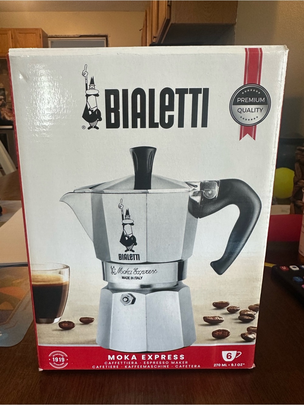Bialetti Moka Express Stovetop Espresso Maker - Silver with Black Handle